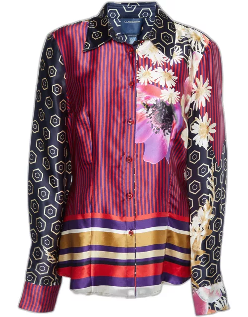 Class by Roberto Cavalli Multicolor Printed Silk Button Front Shirt