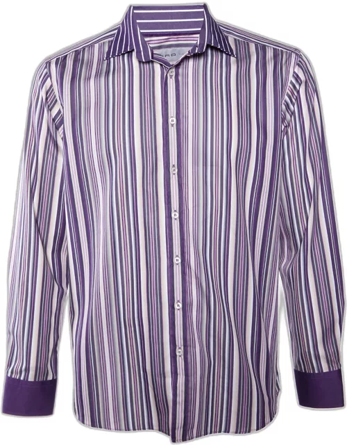 Etro Purple Striped Cotton Button Front Shirt