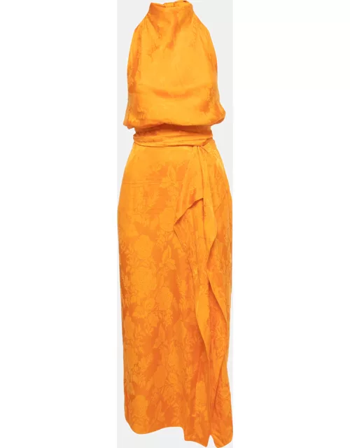 The Attico Orange Floral Jacquard Skirt & Top Set