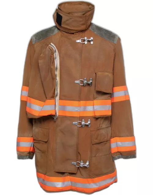 Calvin Klein Brown Distressed Cotton Fireman Reflective Jacket