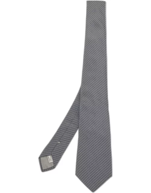 Dior Homme Navy Blue Zig Zag Pattern Silk Tie