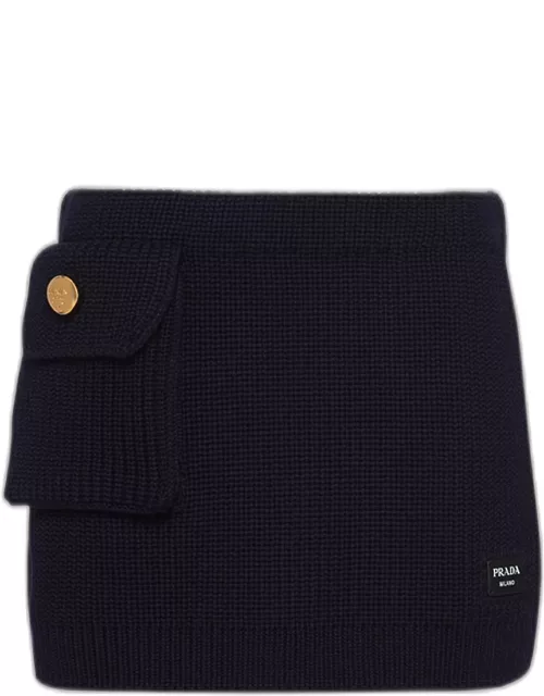 Flap Pocket Wool Mini Skirt