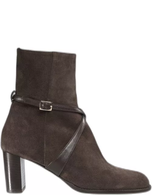 Selena Suede Ankle-Strap Bootie
