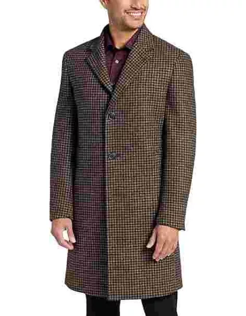 Michael Kors Men's Micheal Kors Classic Fit Topcoat Brown and Black Houndstooth