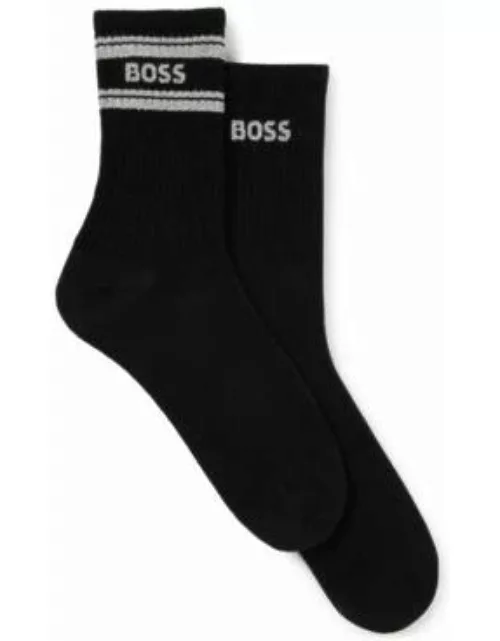 Two-pack of short-length socks with branding- Black Women's Underwear, Pajamas, and Sock