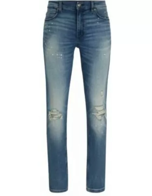 Extra-slim-fit jeans in blue comfort-stretch denim- Blue Men's Jean