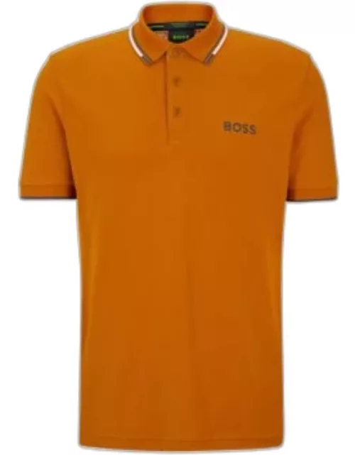 Cotton-blend polo shirt with contrast details- Dark Yellow Men's Polo Shirt