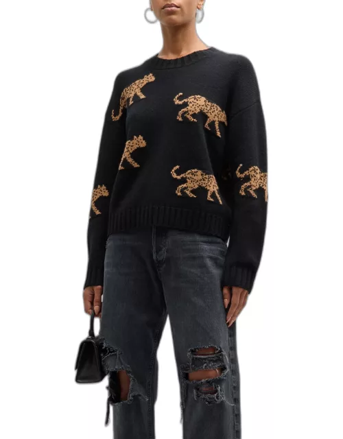 Perci Jungle Cats Intarsia Wool-Blend Sweater