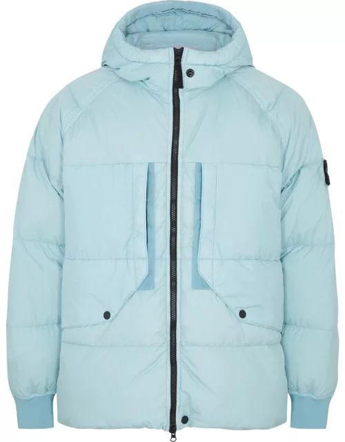 Stone Island Crinkle Reps Hooded Quilted Nylon Jacket - Light Blue