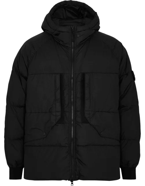 Stone Island Crinkle Reps Hooded Quilted Nylon Jacket - Black