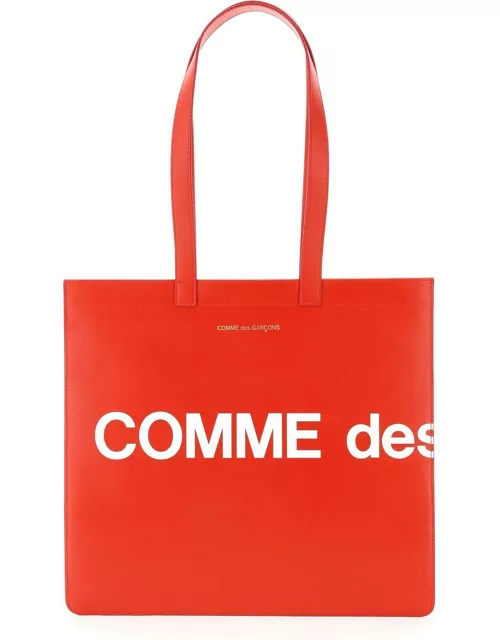 COMME DES GARCONS WALLET leather tote bag with logo