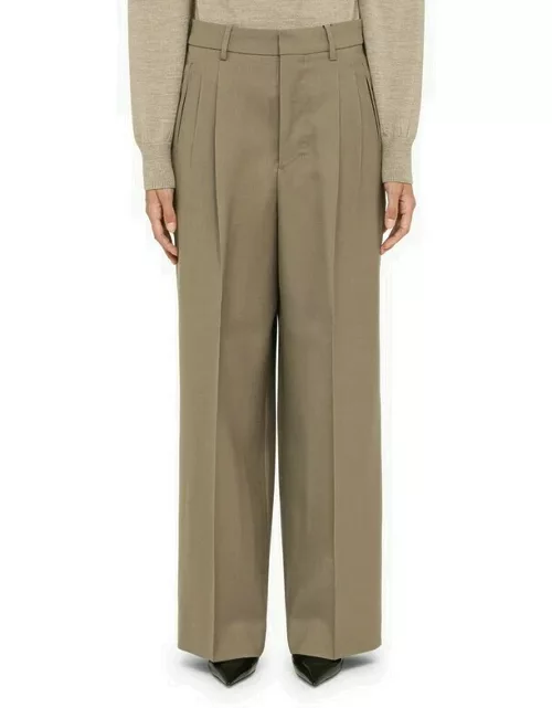 Taupe wool wide trouser