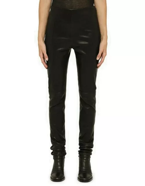 Black leather skinny trouser
