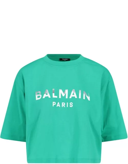 Balmain Logo Crop T-Shirt