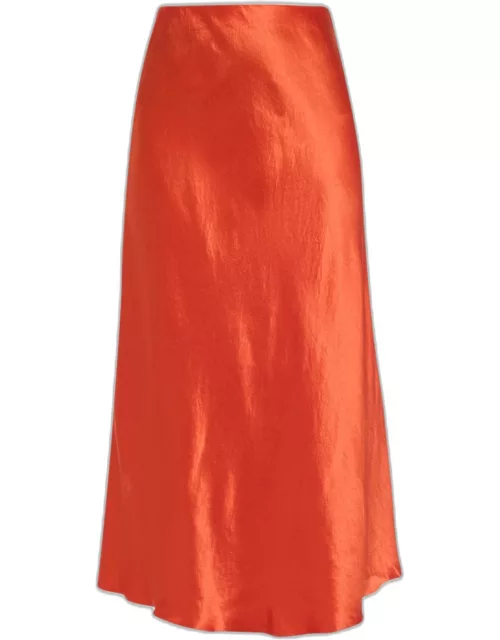 Shaped-Hem Bias-Cut Midi Slip Skirt