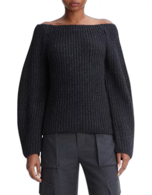 Marled Wool Off-Shoulder Sweater