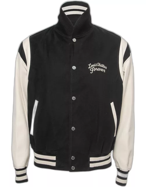 Louis Vuitton Black/White Lambskin Leather Varsity Jacket