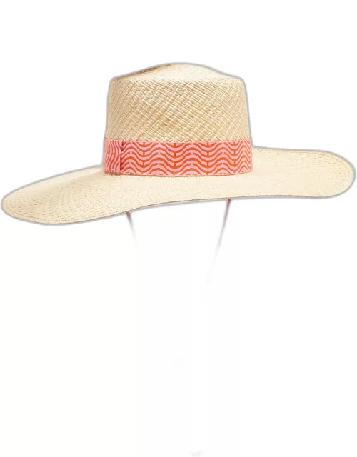 Hermès Beige Panama Chevron Straw Elettra Hat