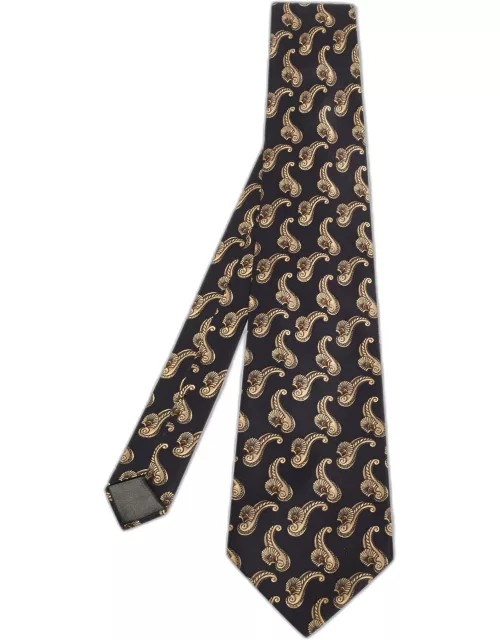 Lanvin Black Printed Silk Tie