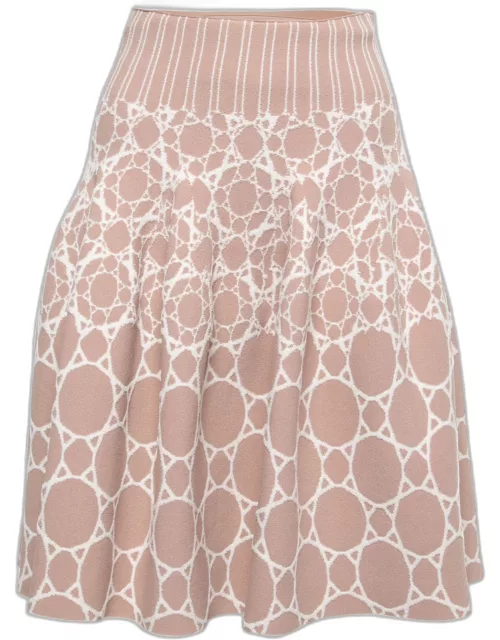 Alaia Pink Jacquard Knit Flare Skirt