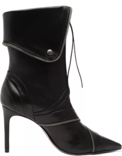 Arla Leather Zipper Stiletto Ankle Boot