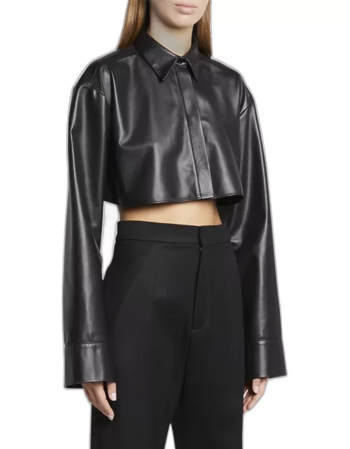 Leather Crop Collared Shirt