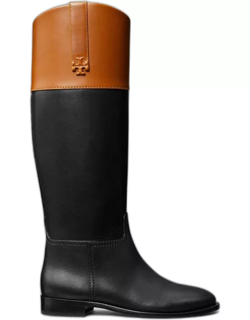 Bicolor Leather Double T Riding Boot