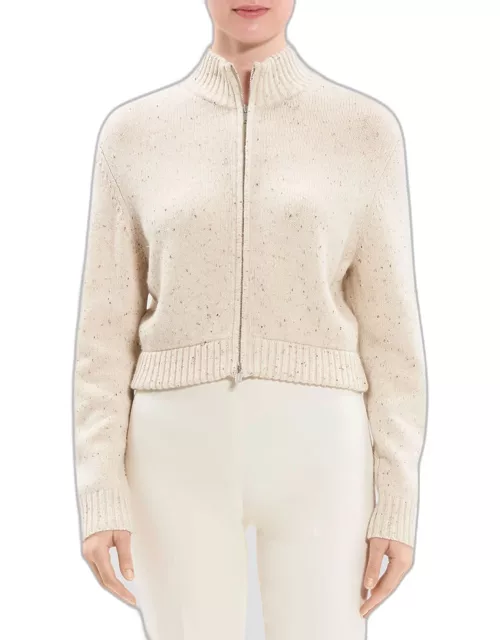 Cashmere and Wool Cropped Mock-Neck Cardigan
