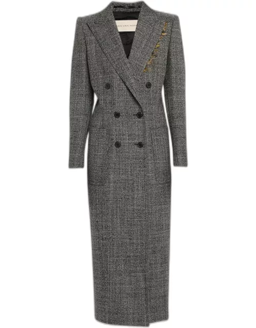 Rylee Long Embellished Wool Overcoat