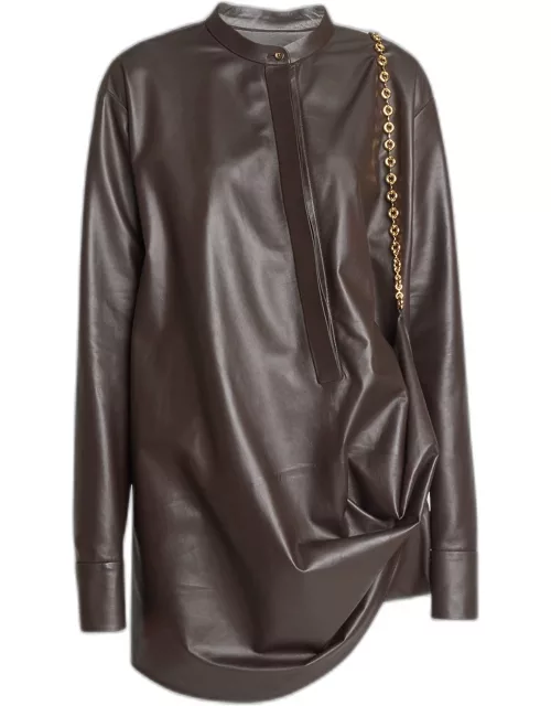 Chain Draped Leather Shirtdres