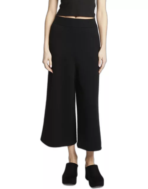 Cropped Cashmere Wide-Leg Trouser