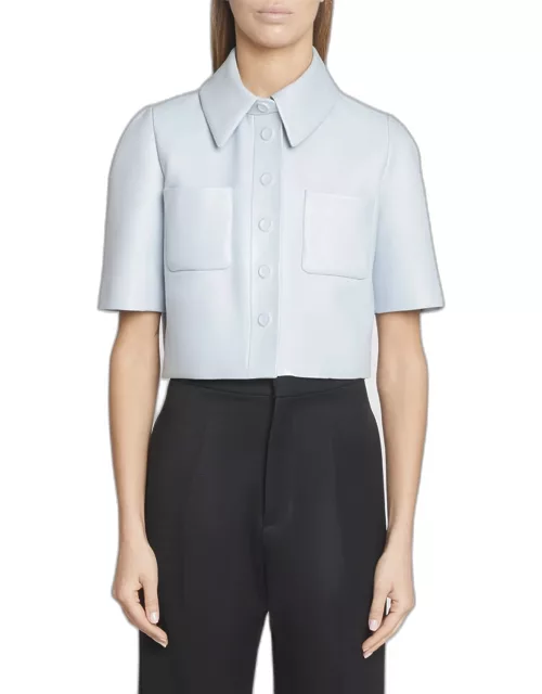 Molded Leather Crop Collared Shirt