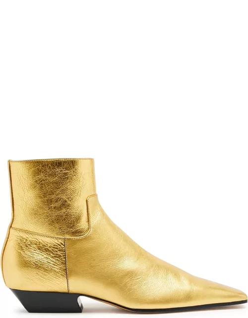 Khaite Marfa 40 Metallic Leather Ankle Boots - Gold