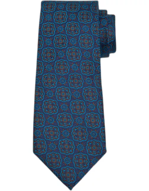 Men's Medallion Silk Seven-Fold Tie