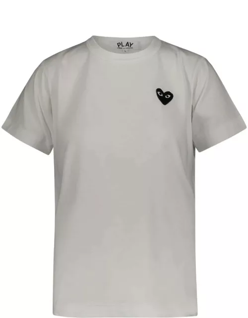Comme des Garçons Play Play Comme Des Garçons T-shirt In Cotton With Black Embroidered Heart