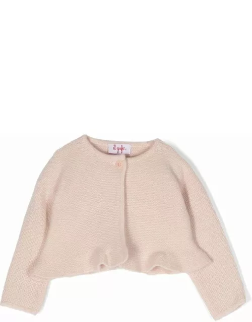 Il Gufo Pink Tricot Cardigan With Ruffle