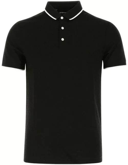 Emporio Armani Black Cotton Polo Shirt