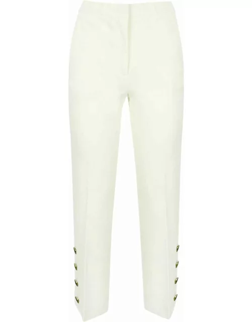 TwinSet Cropped Trousers With Logoed Button