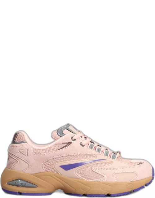 D.A.T.E. Sn 23 Collection Sneakers In Rose-pink Suede And Fabric