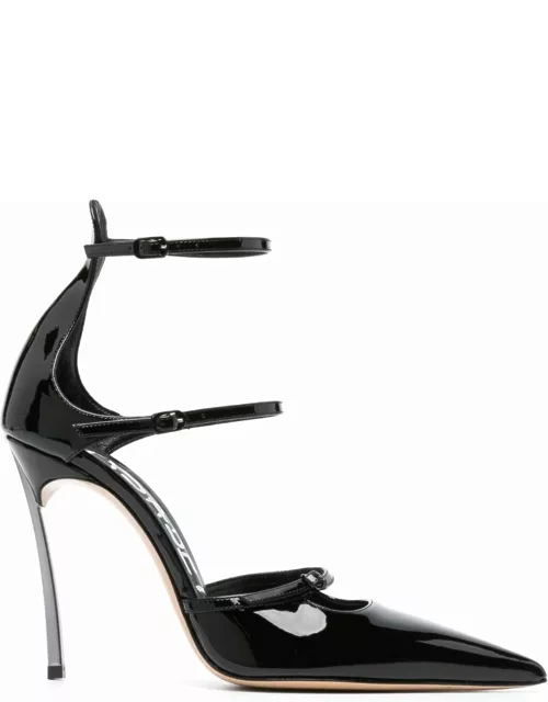 Casadei rachel Black Pointed Pumps With Straps In Patent Leather Woman