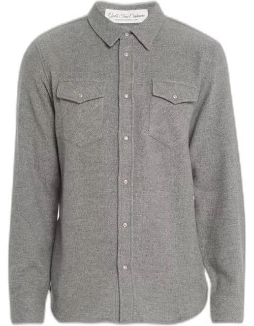 Men's Grey Solid Cashmere Shirt