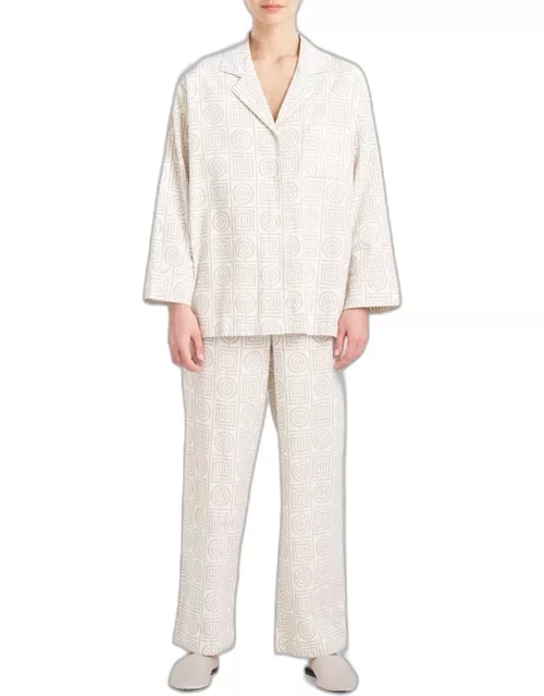 Infinity-Print Cotton Flannel Pajama Set