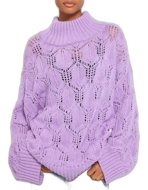 Imaan Open Stitch Mock-Neck Sweater