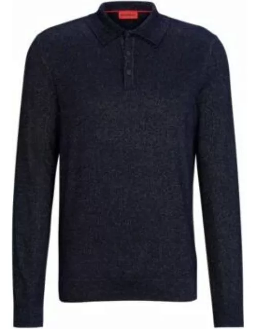 Relaxed-fit sparkle-effect polo sweater- Dark Blue Men's Sweater
