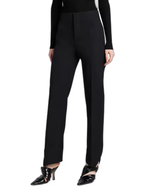 Curved-Shape Compact Wool Trouser