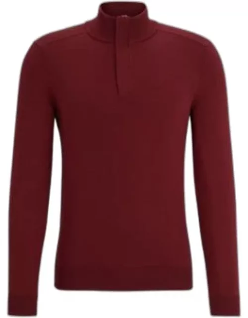 Regular-fit sweater with zip neckline- Dark Red Men's Sweater