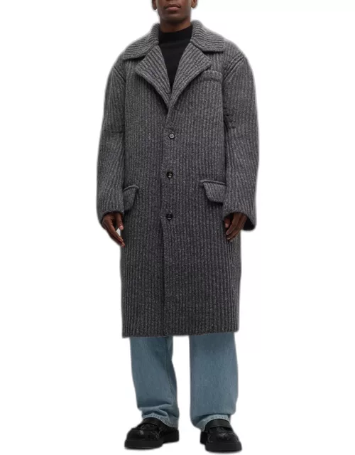 Men's Felted Wool Ribbed Overcoat
