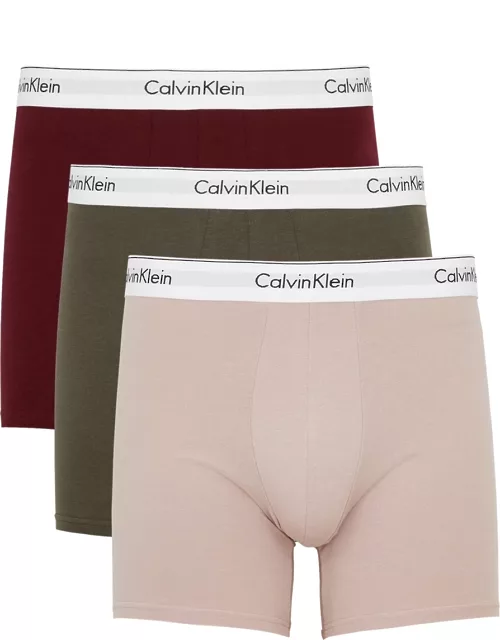Calvin Klein Logo Stretch-cotton Boxer Briefs - Set Of Three - Pink