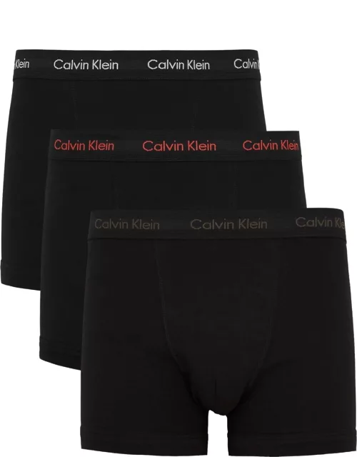Calvin Klein Logo Stretch-cotton Trunks - Set Of Three - Black
