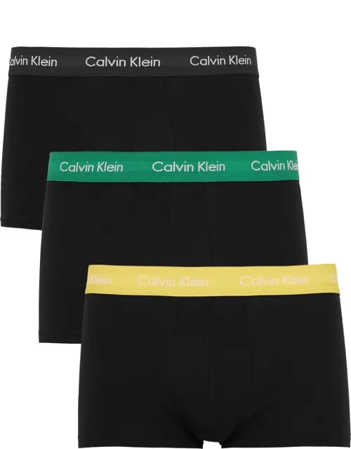 Calvin Klein Low-rise Stretch-cotton Trunks - Set Of Three - Black